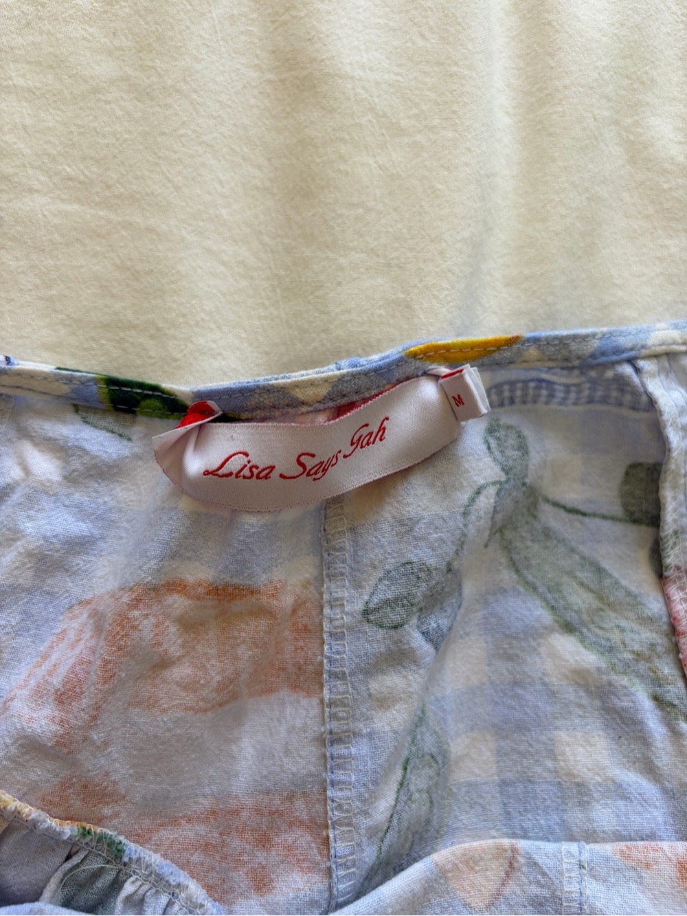 Blue Gingham Fruit-Print Tiered Skirt - Lisa Says Gah - Picture 2 of 2